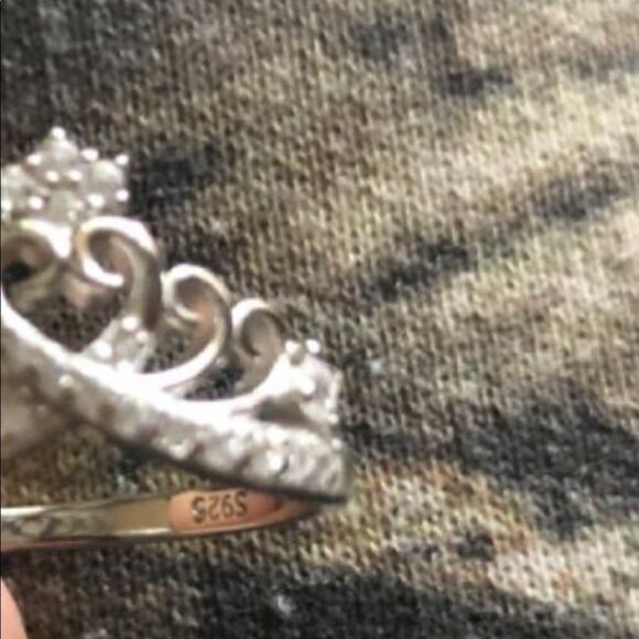 Sterling Silver Diamond Princess Crown Tiara Ring - Picture 7 of 7